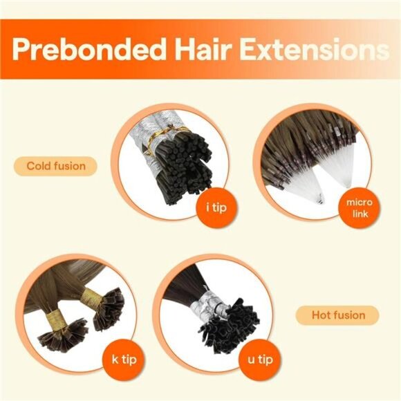 Full Shine K Tip Hair Extensions Real Human Hair 3 Medium Brown Ombre to 8 Ash - Picture 4 of 7